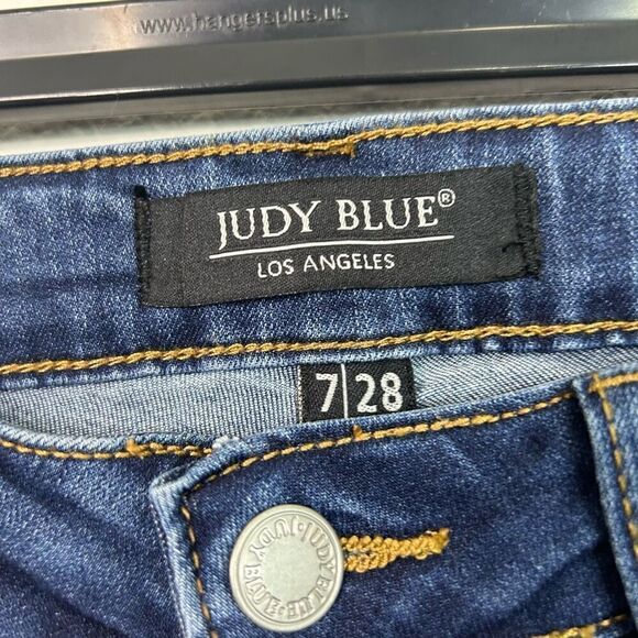 Judy Blue Mid Rise Skinny Fit Size 7/28 JB84165 Med Blue Pin Stripe Jeans - Picture 5 of 15